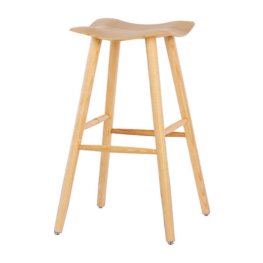 Contemporary 27.5-inch Ash Solid Wood Bar Stool with Footrest Clearhalo 'Bar Furniture' 'Bar Stools' 'bar_stools' 'furn' 'furn_bar_stools' 'Furniture' 'Kitchen & Dining Furniture' 7605077