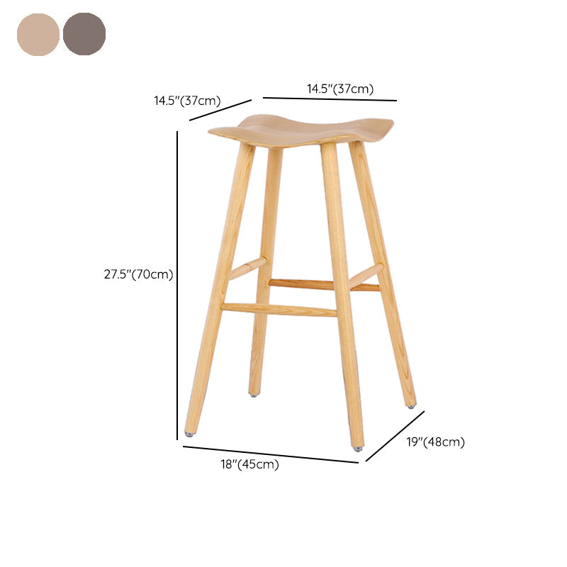 Contemporary 27.5-inch Ash Solid Wood Bar Stool with Footrest Clearhalo 'Bar Furniture' 'Bar Stools' 'bar_stools' 'furn' 'furn_bar_stools' 'Furniture' 'Kitchen & Dining Furniture' 7605081