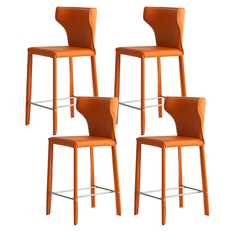 Tabourets de bar modernes sans accoudoirs à dossier bas en similicuir avec base en métal
