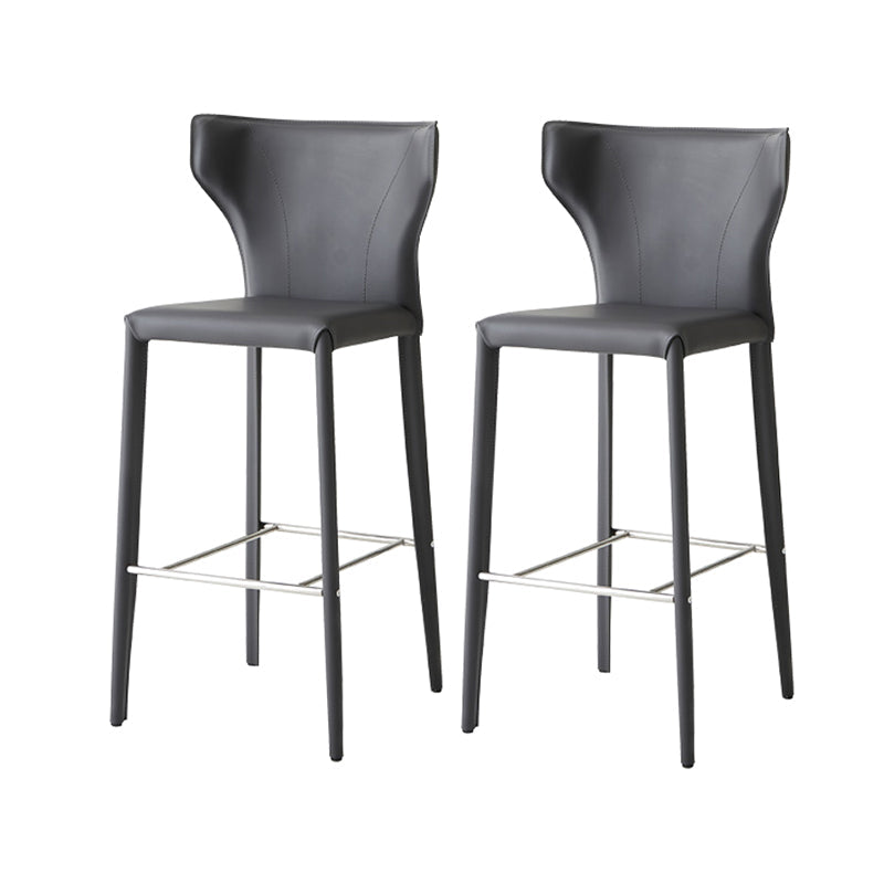 Tabourets de bar modernes sans accoudoirs à dossier bas en similicuir avec base en métal