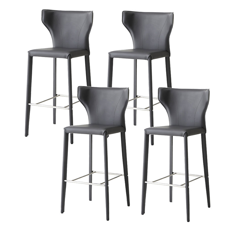 Tabourets de bar modernes sans accoudoirs à dossier bas en similicuir avec base en métal