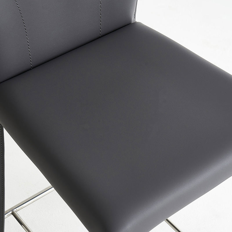 Tabourets de bar modernes sans accoudoirs à dossier bas en similicuir avec base en métal