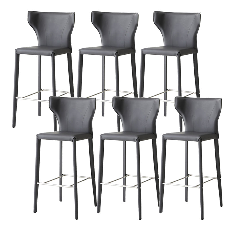 Tabourets de bar modernes sans accoudoirs à dossier bas en similicuir avec base en métal