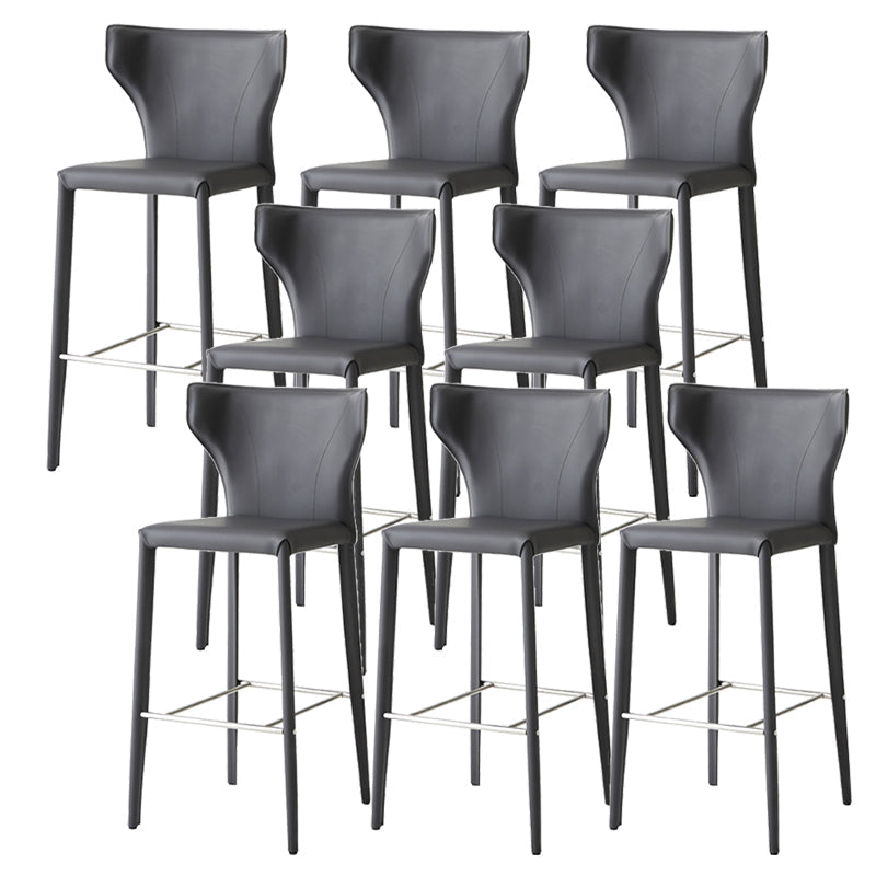 Tabourets de bar modernes sans accoudoirs à dossier bas en similicuir avec base en métal