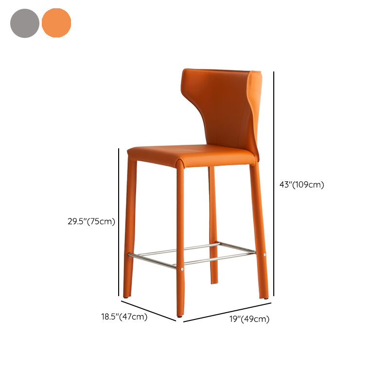 Tabourets de bar modernes sans accoudoirs à dossier bas en similicuir avec base en métal