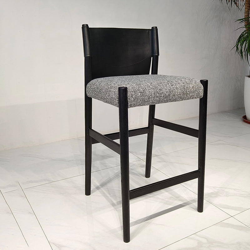 Taburete de bar contemporáneo sin brazos de 35,4 pulgadas con base de madera maciza
