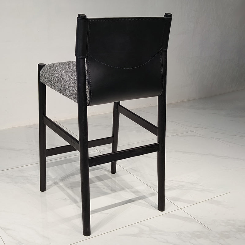 Taburete de bar contemporáneo sin brazos de 35,4 pulgadas con base de madera maciza