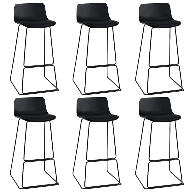 Nordic Style Indoor Backrest Counter High Stool with Metal Base Black 6 Piece Set Clearhalo 'Bar Furniture' 'Bar Stools' 'bar_stools' 'furn' 'furn_bar_stools' 'Furniture' 'Kitchen & Dining Furniture' 7605230