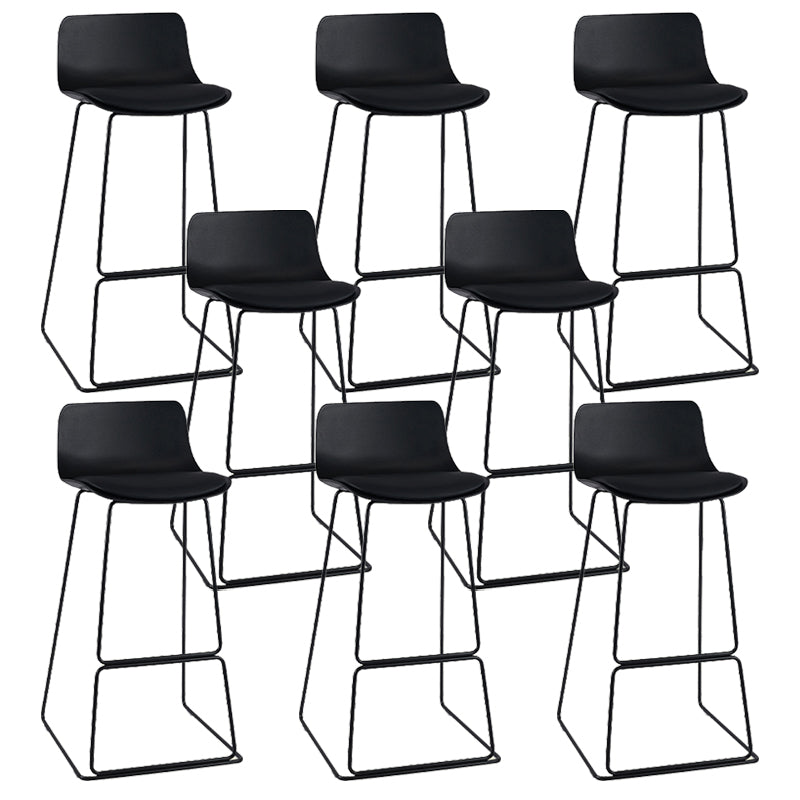Nordic Style Indoor Backrest Counter High Stool with Metal Base Black 8 Piece Set Clearhalo 'Bar Furniture' 'Bar Stools' 'bar_stools' 'furn' 'furn_bar_stools' 'Furniture' 'Kitchen & Dining Furniture' 7605232