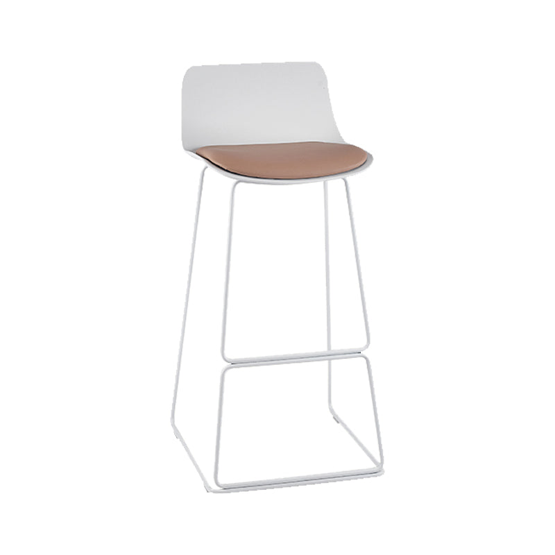 Nordic Style Indoor Backrest Counter High Stool with Metal Base White 1 Piece Clearhalo 'Bar Furniture' 'Bar Stools' 'bar_stools' 'furn' 'furn_bar_stools' 'Furniture' 'Kitchen & Dining Furniture' 7605234