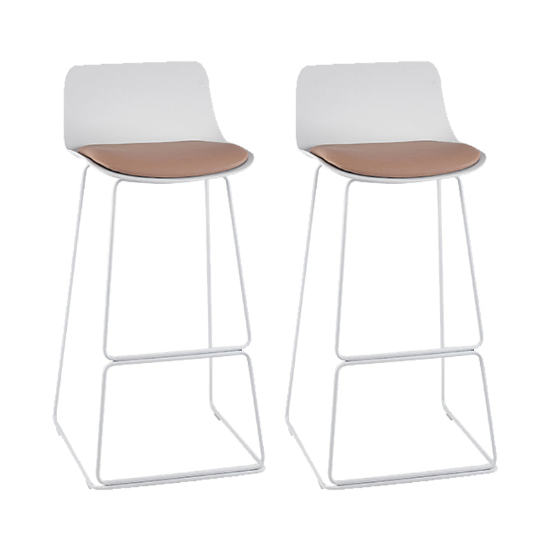 Nordic Style Indoor Backrest Counter High Stool with Metal Base White 2 Piece Set Clearhalo 'Bar Furniture' 'Bar Stools' 'bar_stools' 'furn' 'furn_bar_stools' 'Furniture' 'Kitchen & Dining Furniture' 7605235