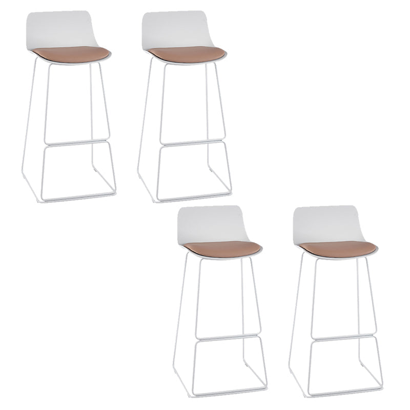 Nordic Style Indoor Backrest Counter High Stool with Metal Base White 4 Piece Set Clearhalo 'Bar Furniture' 'Bar Stools' 'bar_stools' 'furn' 'furn_bar_stools' 'Furniture' 'Kitchen & Dining Furniture' 7605238
