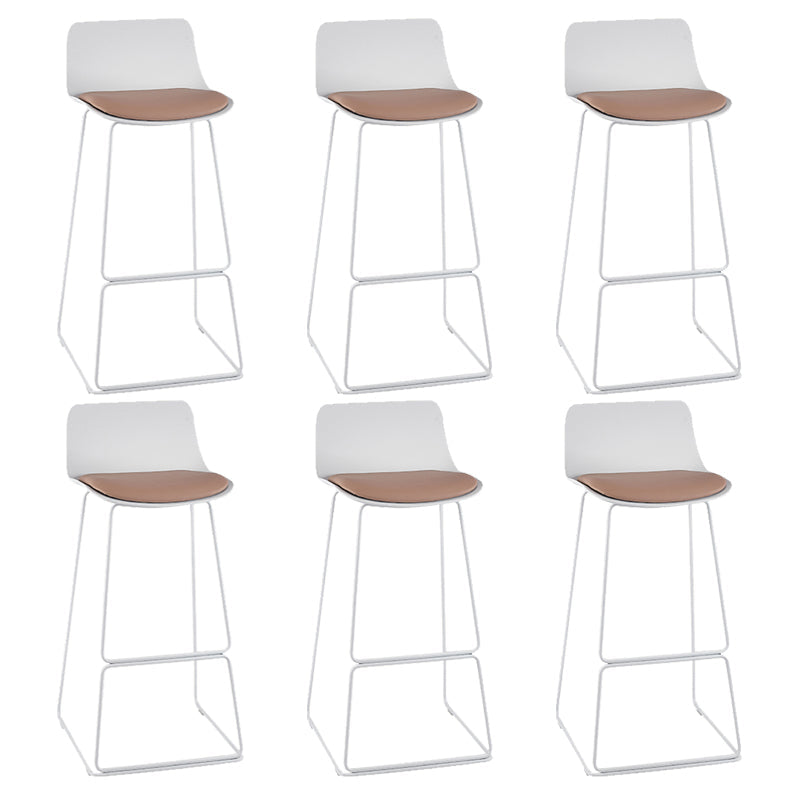 Nordic Style Indoor Backrest Counter High Stool with Metal Base White 6 Piece Set Clearhalo 'Bar Furniture' 'Bar Stools' 'bar_stools' 'furn' 'furn_bar_stools' 'Furniture' 'Kitchen & Dining Furniture' 7605239