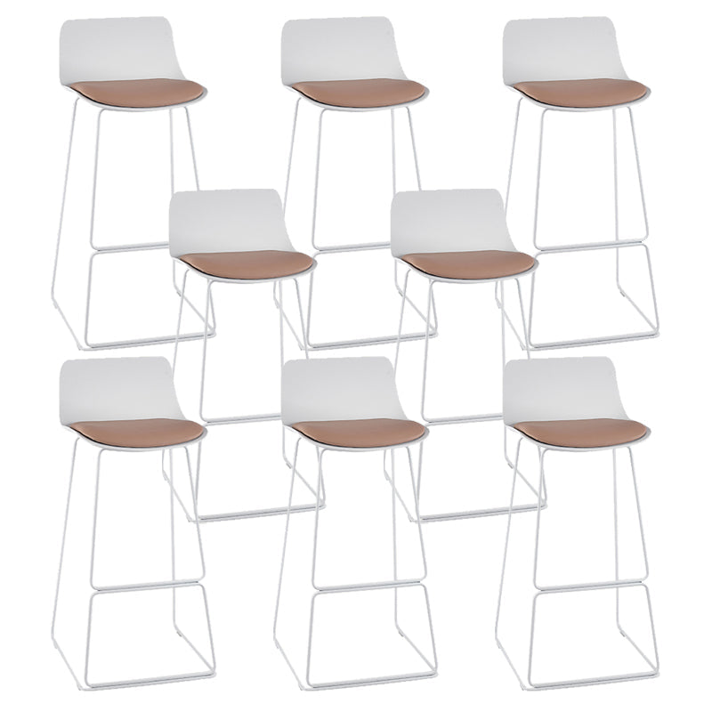 Nordic Style Indoor Backrest Counter High Stool with Metal Base White 8 Piece Set Clearhalo 'Bar Furniture' 'Bar Stools' 'bar_stools' 'furn' 'furn_bar_stools' 'Furniture' 'Kitchen & Dining Furniture' 7605242