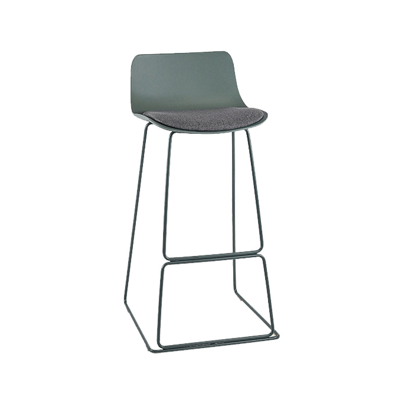 Nordic Style Indoor Backrest Counter High Stool with Metal Base Gray-Green 1 Piece Bar Stool(30"H) Clearhalo 'Bar Furniture' 'Bar Stools' 'bar_stools' 'furn' 'furn_bar_stools' 'Furniture' 'Kitchen & Dining Furniture' 7605248
