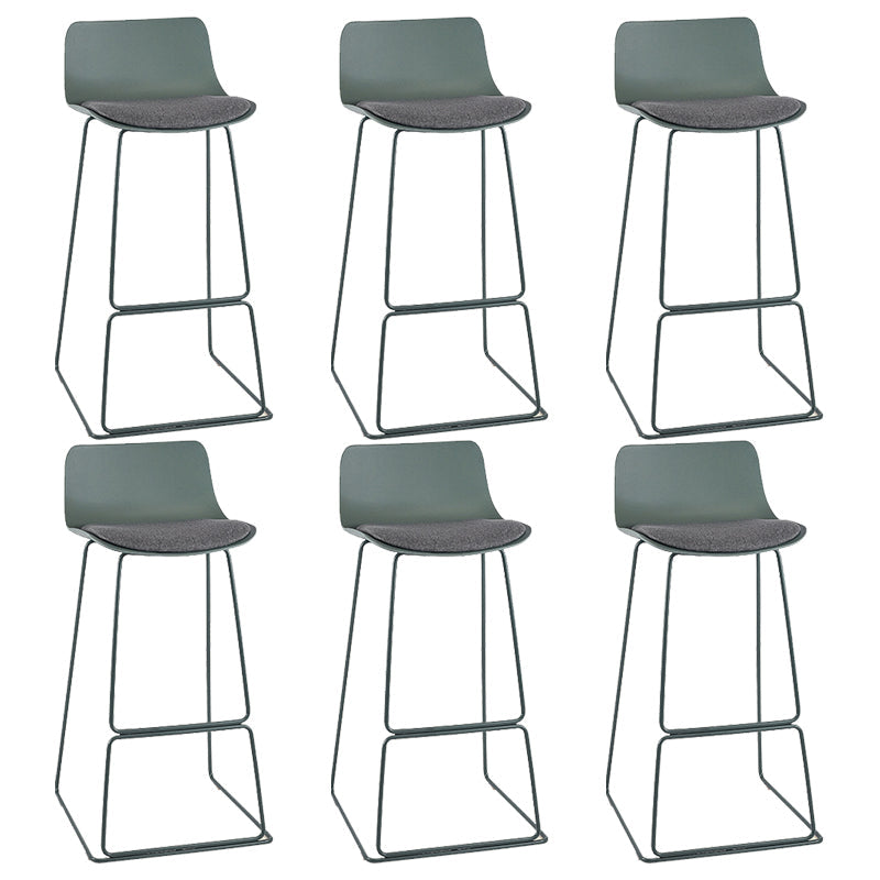 Nordic Style Indoor Backrest Counter High Stool with Metal Base Gray-Green 6 Piece Set Bar Stool(30"H) Clearhalo 'Bar Furniture' 'Bar Stools' 'bar_stools' 'furn' 'furn_bar_stools' 'Furniture' 'Kitchen & Dining Furniture' 7605251