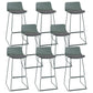 Nordic Style Indoor Backrest Counter High Stool with Metal Base Gray-Green 8 Piece Set Bar Stool(30"H) Clearhalo 'Bar Furniture' 'Bar Stools' 'bar_stools' 'furn' 'furn_bar_stools' 'Furniture' 'Kitchen & Dining Furniture' 7605252