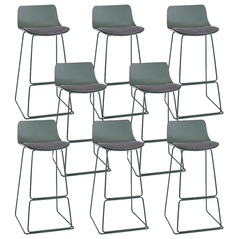 Nordic Style Indoor Backrest Counter High Stool with Metal Base Gray-Green 8 Piece Set Bar Stool(30"H) Clearhalo 'Bar Furniture' 'Bar Stools' 'bar_stools' 'furn' 'furn_bar_stools' 'Furniture' 'Kitchen & Dining Furniture' 7605252