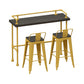Wood and Metal Bar Stool and Table Set 1/3/4/5/6 Pieces Rectangular Table & Chair(s) 55.1"L x 17.7"W x 41.3"H Yellowish Brown Clearhalo 'Bar Furniture' 'furn' 'furn_home_bar_bar_sets' 'Furniture' 'Home Bars & Bar Sets' 'home_bar_bar_sets' 'Kitchen & Dining Furniture' 7605303