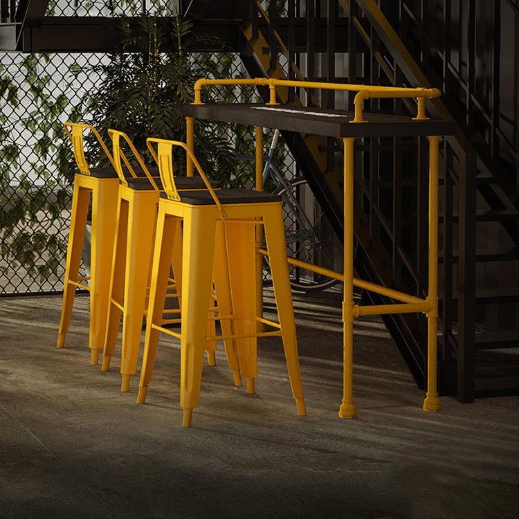 Wood and Metal Bar Stool and Table Set 1/3/4/5/6 Pieces Rectangular Clearhalo 'Bar Furniture' 'furn' 'furn_home_bar_bar_sets' 'Furniture' 'Home Bars & Bar Sets' 'home_bar_bar_sets' 'Kitchen & Dining Furniture' 7605305