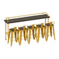 Wood and Metal Bar Stool and Table Set 1/3/4/5/6 Pieces Rectangular Table & Chair(s) 90.6"L x 17.7"W x 41.3"H Yellowish Brown Clearhalo 'Bar Furniture' 'furn' 'furn_home_bar_bar_sets' 'Furniture' 'Home Bars & Bar Sets' 'home_bar_bar_sets' 'Kitchen & Dining Furniture' 7605312