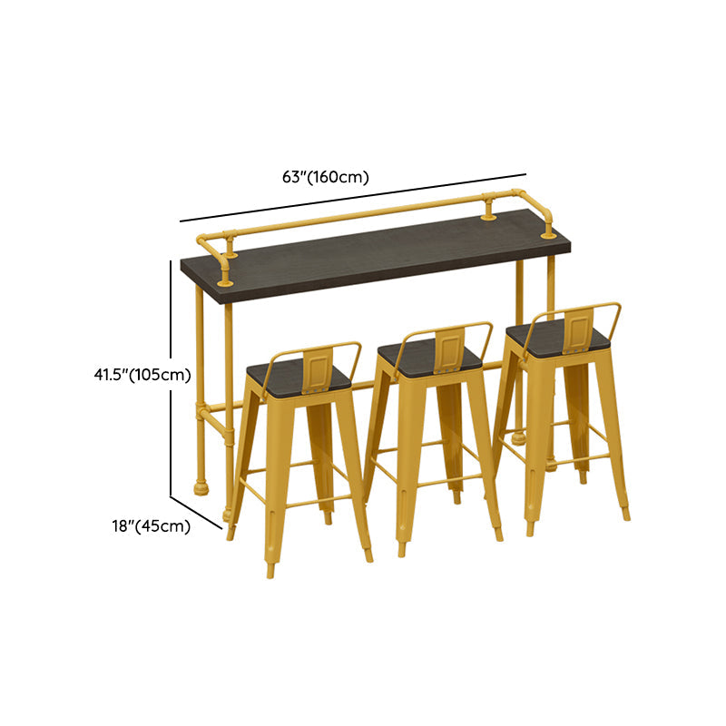 Wood and Metal Bar Stool and Table Set 1/3/4/5/6 Pieces Rectangular Clearhalo 'Bar Furniture' 'furn' 'furn_home_bar_bar_sets' 'Furniture' 'Home Bars & Bar Sets' 'home_bar_bar_sets' 'Kitchen & Dining Furniture' 7605318