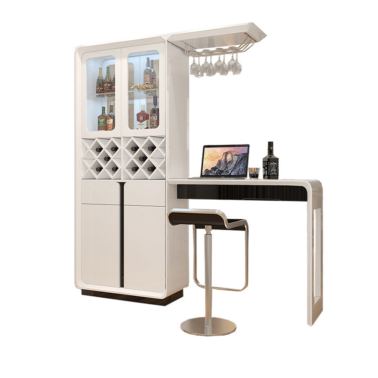 Contemporary Bar Stool and Table Set 2/3 Pieces White Rectangular