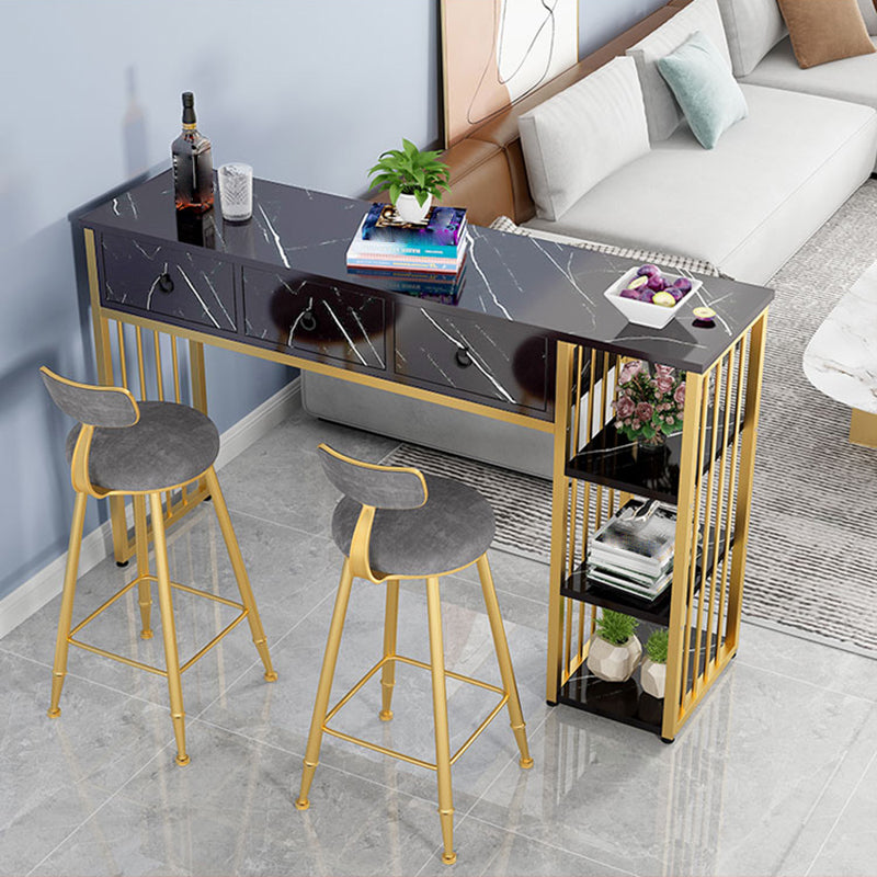Glamouröser, rechteckiger Kneipentisch aus Holz in Barhöhe für das Wohnzimmer