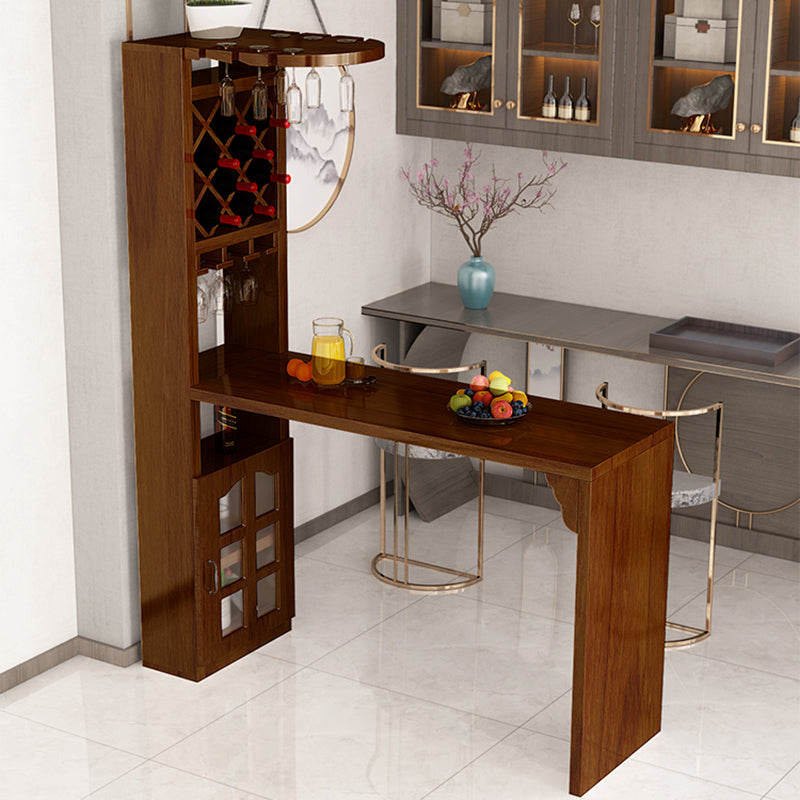 Table de pub rectangulaire moderne en bois massif, hauteur de bar, pour salon