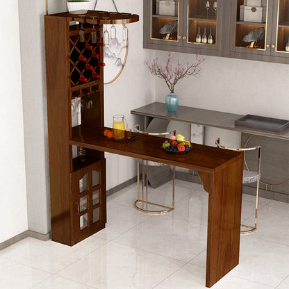 Table de pub rectangulaire moderne en bois massif, hauteur de bar, pour salon