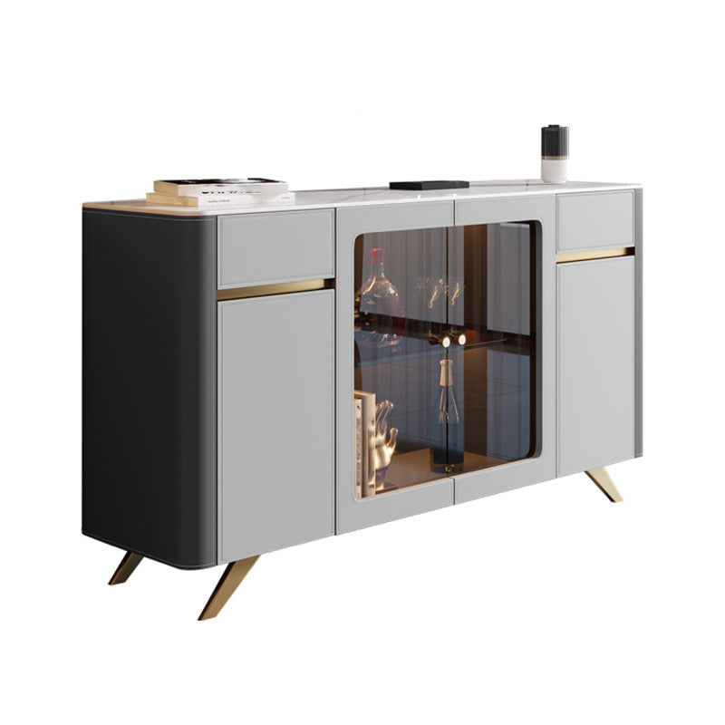 Glam Sideboard Cabinet Stone Sideboard Table with Doors for Dining Room