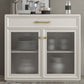 Contemporary Sideboard Cabinet Birch Sideboard Table for Dining Room 31"L x 16"W x 35"H Glass Clearhalo 'buffet_sideboard' 'Buffets & Sideboards' 'furn' 'furn_buffet_sideboard' 'Furniture' 'Kitchen & Dining Furniture' 7605821