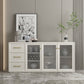 Contemporary Sideboard Cabinet Birch Sideboard Table for Dining Room 55"L x 16"W x 31"H Glass Clearhalo 'buffet_sideboard' 'Buffets & Sideboards' 'furn' 'furn_buffet_sideboard' 'Furniture' 'Kitchen & Dining Furniture' 7605822