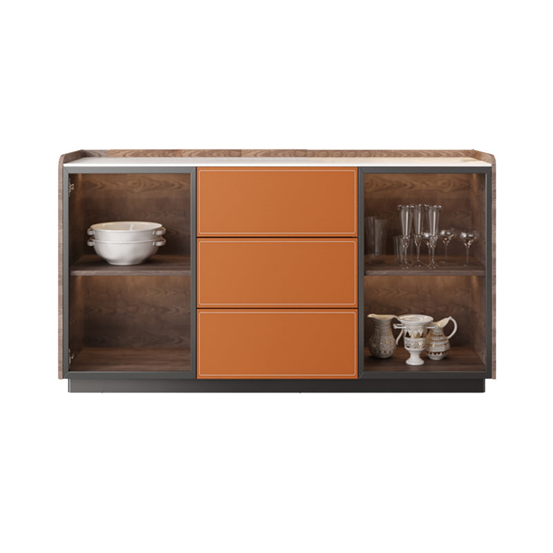 Glam Stone Sideboard Cabinet Sideboard 3 Drawers Server with Storage 71"L x 16"W x 31"H Clearhalo 'buffet_sideboard' 'Buffets & Sideboards' 'furn' 'furn_buffet_sideboard' 'Furniture' 'Kitchen & Dining Furniture' 7605841