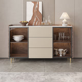 Glam Stone Sideboard Cabinet Sideboard 3 Drawers Server with Storage Clearhalo 'buffet_sideboard' 'Buffets & Sideboards' 'furn' 'furn_buffet_sideboard' 'Furniture' 'Kitchen & Dining Furniture' 7605843
