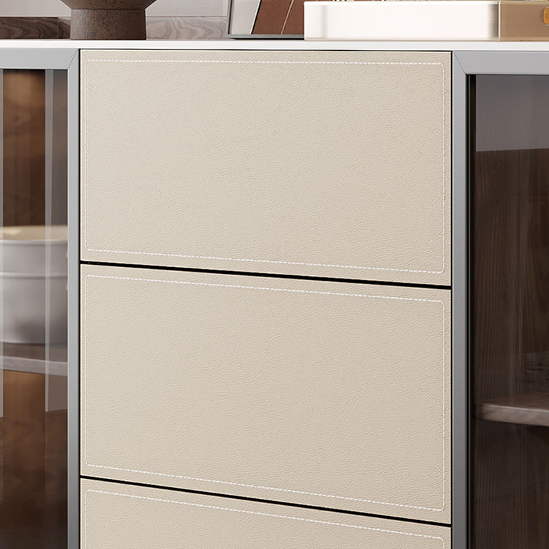 Glam Stone Sideboard Cabinet Sideboard 3 Drawers Server with Storage Clearhalo 'buffet_sideboard' 'Buffets & Sideboards' 'furn' 'furn_buffet_sideboard' 'Furniture' 'Kitchen & Dining Furniture' 7605849