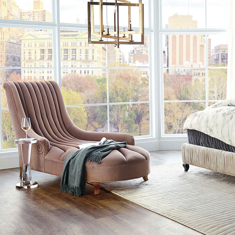 Luxury Style Velvet Chaise Lounge Bedroom Recessed Arms Chaise Clearhalo 'Chairs & Seating' 'Chaise Lounge' 'chaise_lounge' 'furn' 'furn_chaise_lounge' 'Furniture' 'Living Room Furniture' 7606667