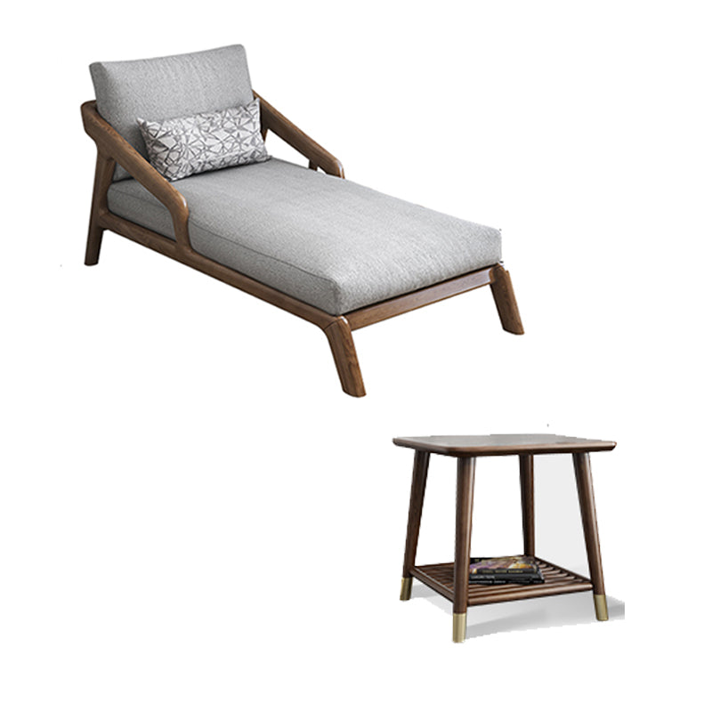 Scandinavian Upholstered Chaise Lounge Couch Two Arms Chaise in Grey