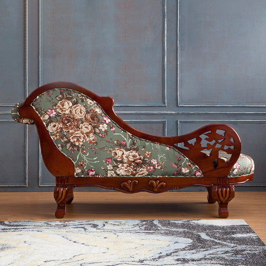 French Country Upholstered Chaise Lounge Couch One Armed Lounge Chair in Solid Wood Clearhalo 'Chairs & Seating' 'Chaise Lounge' 'chaise_lounge' 'furn' 'furn_chaise_lounge' 'Furniture' 'Living Room Furniture' 7606769