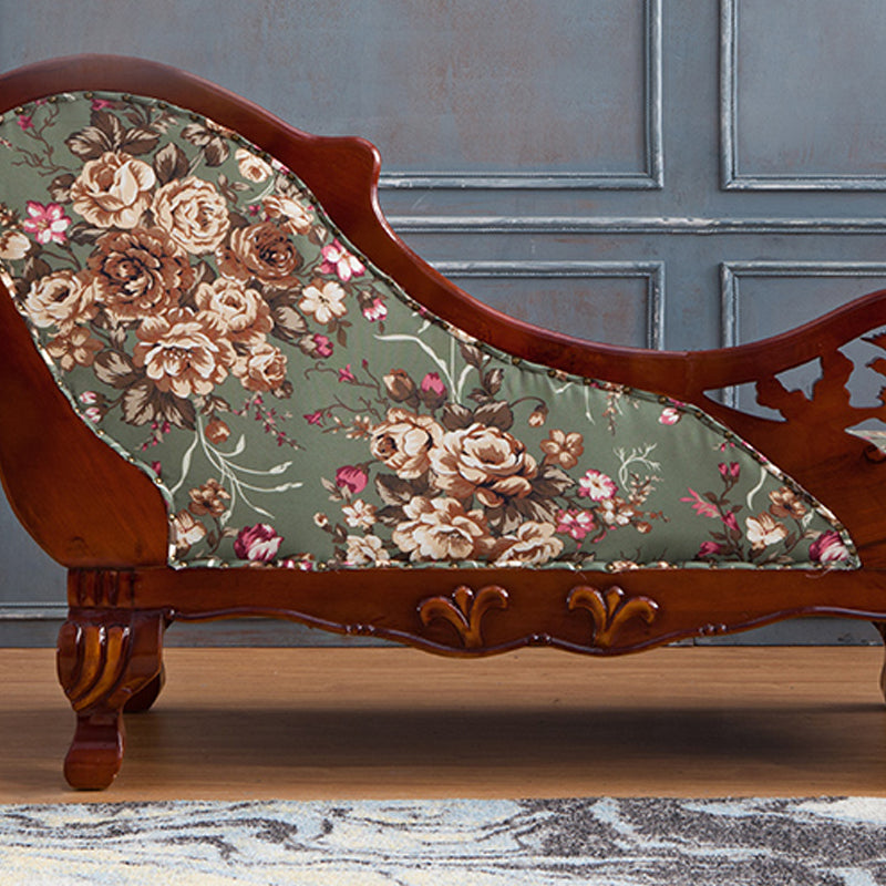French Country Upholstered Chaise Lounge Couch One Armed Lounge Chair in Solid Wood Clearhalo 'Chairs & Seating' 'Chaise Lounge' 'chaise_lounge' 'furn' 'furn_chaise_lounge' 'Furniture' 'Living Room Furniture' 7606773