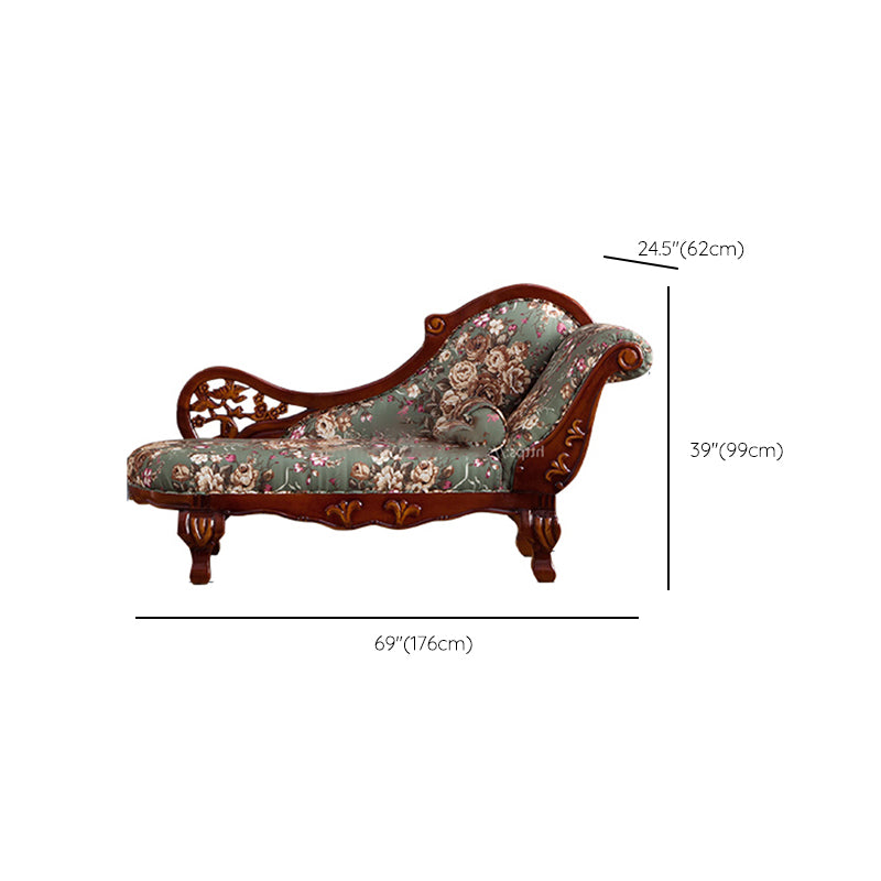 French Country Upholstered Chaise Lounge Couch One Armed Lounge Chair in Solid Wood Clearhalo 'Chairs & Seating' 'Chaise Lounge' 'chaise_lounge' 'furn' 'furn_chaise_lounge' 'Furniture' 'Living Room Furniture' 7606777