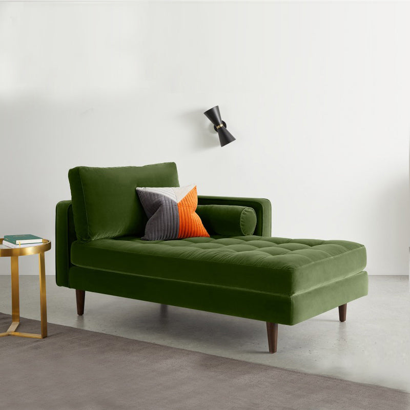 Contemporary Upholstered Chaise Lounge Square Arms Chaise in Green/Blue Clearhalo 'Chairs & Seating' 'Chaise Lounge' 'chaise_lounge' 'furn' 'furn_chaise_lounge' 'Furniture' 'Living Room Furniture' 7606826