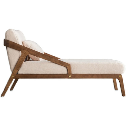 Divano chaise longue scandinavo imbottito. Poltrona chaise longue a due braccioli in beige