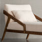 Divano chaise longue scandinavo imbottito. Poltrona chaise longue a due braccioli in beige
