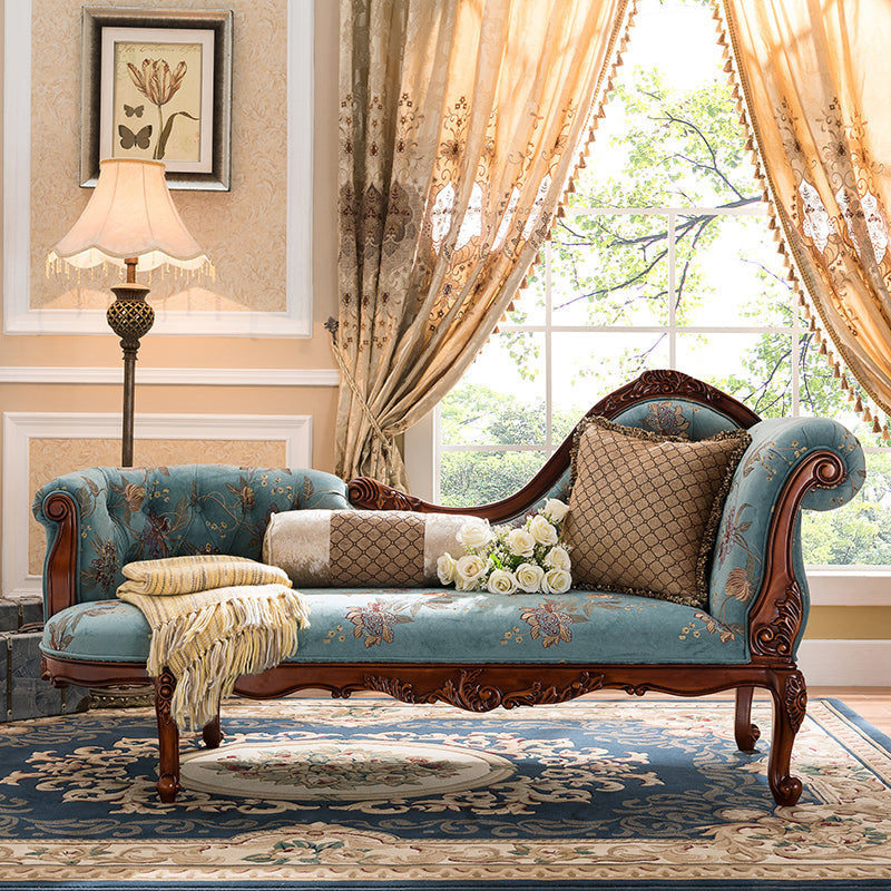 French Country Upholstered Chaise Lounge Couch One Armed Lounge Chair