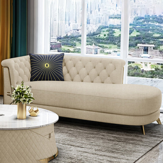 Contemporary Upholstered Chaise Lounge Couch Rolled Arms Lounge Chair Clearhalo 'Chairs & Seating' 'Chaise Lounge' 'chaise_lounge' 'furn' 'furn_chaise_lounge' 'Furniture' 'Living Room Furniture' 7606913