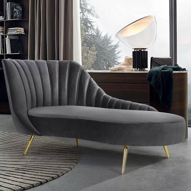 Glam Upholstered Velvet Chaise Lounge Couch Metal Chaise Lounge Chair Clearhalo 'Chairs & Seating' 'Chaise Lounge' 'chaise_lounge' 'furn' 'furn_chaise_lounge' 'Furniture' 'Living Room Furniture' 7606941