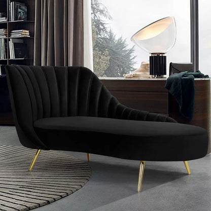Glam Upholstered Velvet Chaise Lounge Couch Metal Chaise Lounge Chair Black Clearhalo 'Chairs & Seating' 'Chaise Lounge' 'chaise_lounge' 'furn' 'furn_chaise_lounge' 'Furniture' 'Living Room Furniture' 7606942