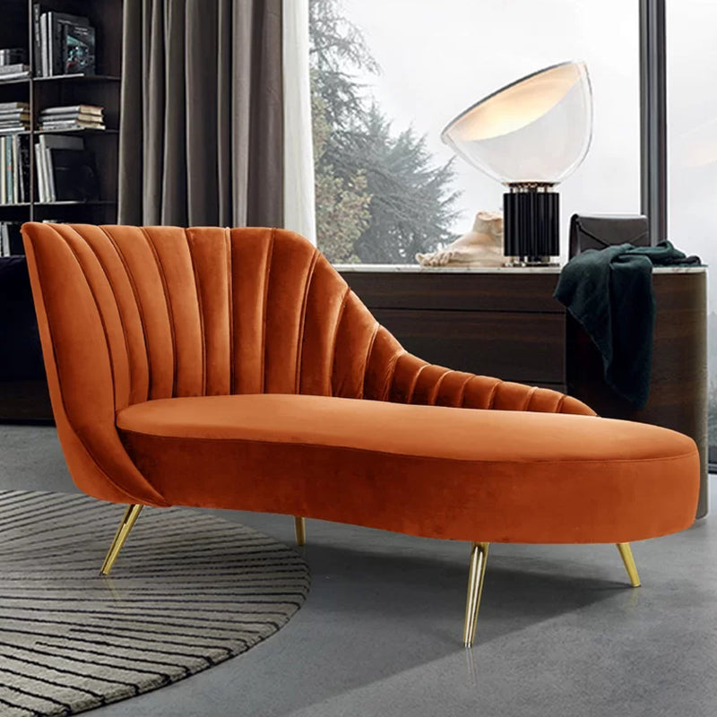 Glam Upholstered Velvet Chaise Lounge Couch Metal Chaise Lounge Chair Clearhalo 'Chairs & Seating' 'Chaise Lounge' 'chaise_lounge' 'furn' 'furn_chaise_lounge' 'Furniture' 'Living Room Furniture' 7606946