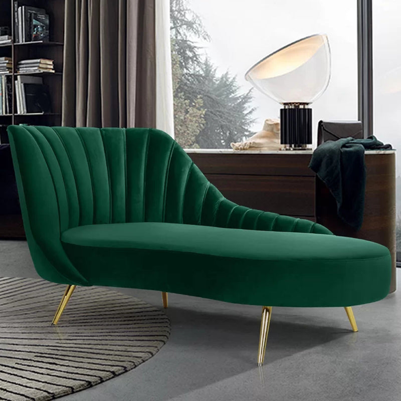 Glam Upholstered Velvet Chaise Lounge Couch Metal Chaise Lounge Chair Clearhalo 'Chairs & Seating' 'Chaise Lounge' 'chaise_lounge' 'furn' 'furn_chaise_lounge' 'Furniture' 'Living Room Furniture' 7606948